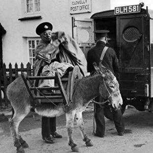 Post collections and deliveries, Clovelly Post Office, Devon. 6th October 1935