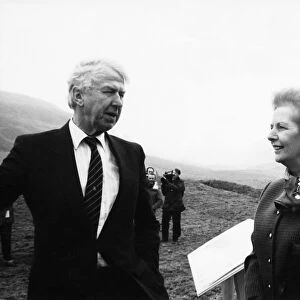 Prime Minister Margaret Thatcher with Peter Walker Welsh Secretary seen here in