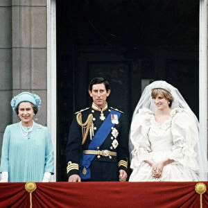 Prince Charles and Lady Diana Spencer with Queen Elizabeth II
