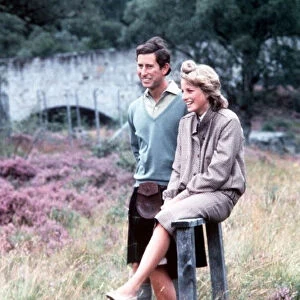 Prince Charles and Princess Diana at the Bridge of Dee Balmoral Castle