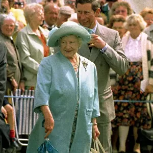 Prince Charles and Queen Mother at Sandringham flower show July 1993
