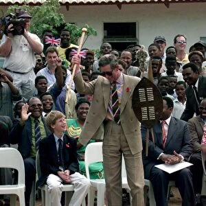 Prince Charles visits Dukuduku in South Africa, November 1997 He receives a gift of a