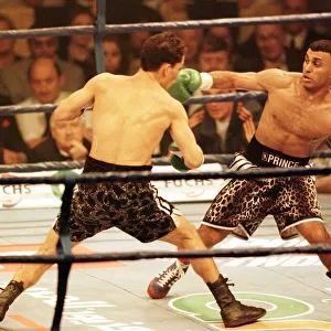 Prince Naseem Hamed lands punch on Jose Badillo in first round of his WBO World