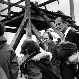 Prince Philip, Duke of Edinburgh meets the youngsters at Leasowe Adventure Playground