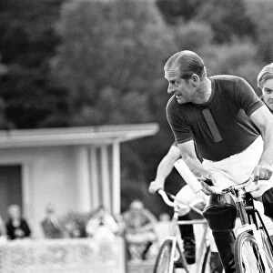 Prince Philip playing bicycle polo at Windsor, 6th August 1967