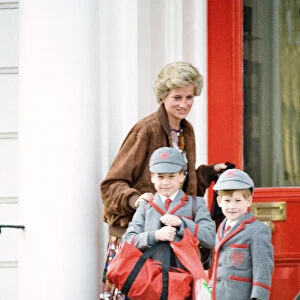 Prince William, aged 7, and Prince Harry, aged 5, return to pre-preparatory Wetherby