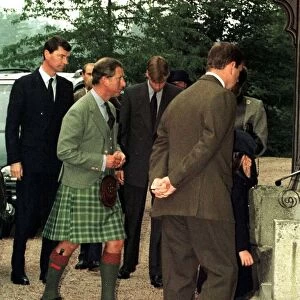 Prince William and Prince Charles attend a private prayer service at Crathie Kirk near