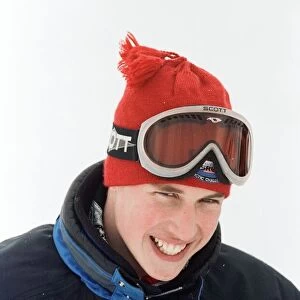 Princes William pictured during a skiing holiday with his father Prince Charles