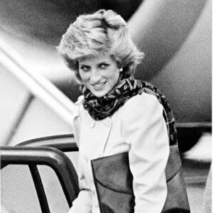 Princess Diana at Aberdeen Airport as she interrupts her holiday in Scotland to see her