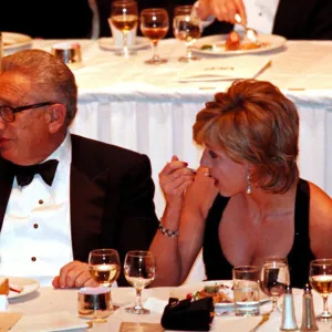 PRINCESS DIANA ALONGSIDE HENRY KISSINGER AT A HUMANITARIAN AWARDS DINNER IN NEW YORK