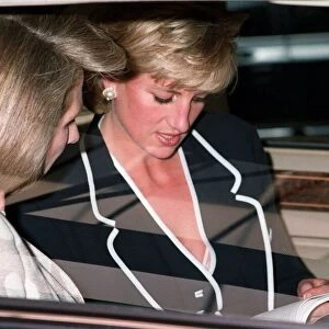 Princess Diana arrives at Heathrow Airport before jetting off the United States for a