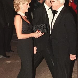 Princess Diana attends a gala night in aid of the Cancer Research charity at Bridgewater