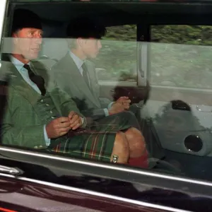 Princess Diana Death 31 August 1997 royal family leaving Crathie Kirk, Balmoral