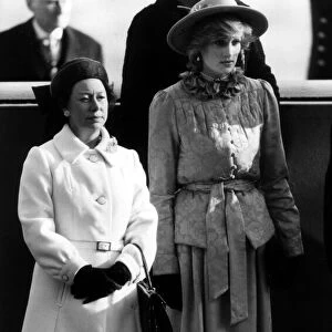 Princess Diana and Princess Margaret await the arrival of Queen Beatrix