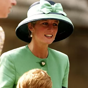 Princess Diana with her son Prince Harry attending the wedding ceremony of Lady Helen