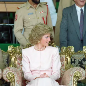 Princess Diana visits a camel race at Al Maqam, near Al Ain in Abu Dhabi in the United