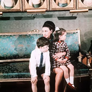 Princess Margaret 1969 with children Viscount Linley and Lady sarah Armstrong Jones