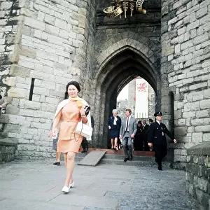 Princess Margaret June 1969 leaving Caernarfon Castle during preparations for