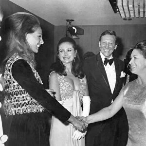 Princess Margaret shaking hands with Camilla Sparv who stars in the film