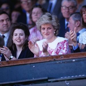Princesss Diana Princess of Wales applauding at the mens tennis final at Wimbledon with
