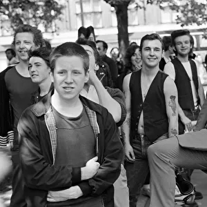Punk Rocker and Teddy Boy youths in Kings Road, London. Pictured, Teddy Boys