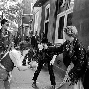 Punks and Teddy Boys outside Horseferry magistrates court. 1st August 1977