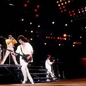 Queen in concert at the Wembley stadium 1980s Freddie Mercury