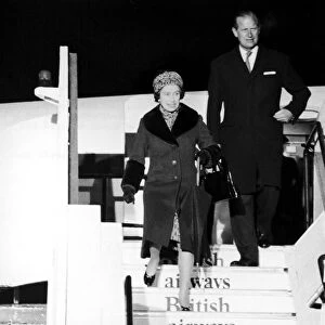 The Queen and the Duke of Edinburgh are seen here disembarking from Concorde following