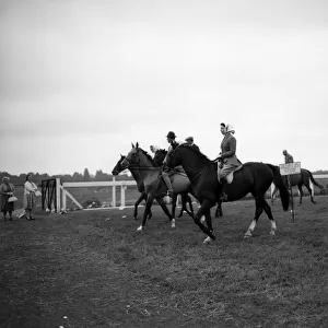 Queen Elizabeth II riding a horse at Ascot racecourse. She was racing against other