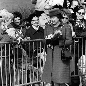 Queen Elizabeth II visits Wigan, Greater Manchester. 21st March 1986