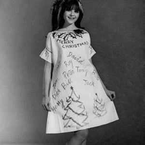 Reveille Fashions 1966: Joanne Young modelling christmas dress