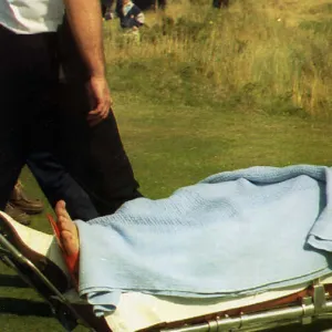 Richard Boxall Golf Open Golfer in agony as he is taken into an ambulance