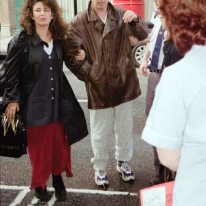 Rik Mayall and wife Barbara visiting hospital. 20th April 1998