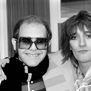 Rod Stewart and Elton John. Pop superstars Rod Stewart and Elton John make it up back