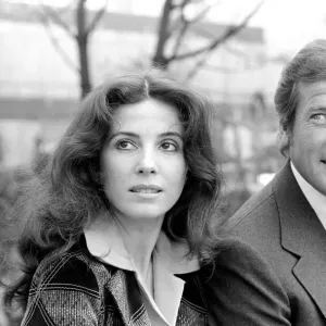 Roger Moore with Barbara Parkins who star in the film Shout at the Devil