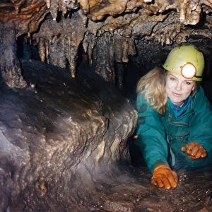 Rosie Waller, Newcastle Chronicle feature writer exploring a local cave