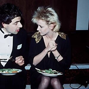 Rowan Atkinson Actor Comedian and girlfriend Leslie Ash 1984 at the TV Times Awards