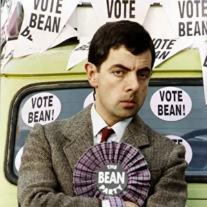 Rowan Atkinson Actor as Mr Bean in his comic relief Vote Bean Party