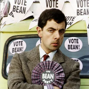 Rowan Atkinson Actor as Mr Bean in his comic relief Vote Bean Party