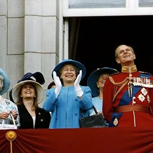 Royal Family watching the Trooping the Colour on the balcony including the queen Mother