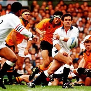 Rugby England Will Carling playing for England against Austraila in the World Cup 1991