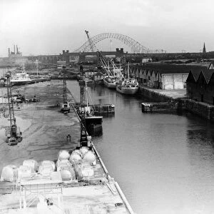 Runcorn Docks, with Runcorn Bridge dominating the skyline