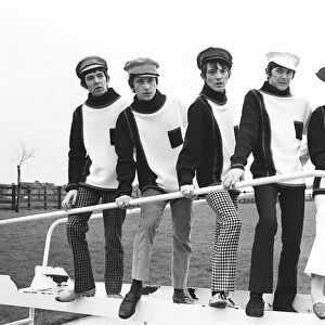 The Sabre Autumn Collection of Mens knitwear being modelled by rock group The Small