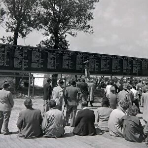 The scoreboard at the 1949 British Open at Royal St Georges Golf Club, 8th July 1949