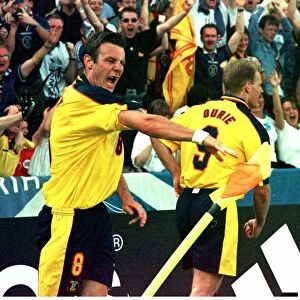 Scotland 1 Norway 1 World Cup Group A Craig Burley hits corner flag in