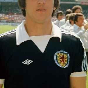 Scotland footballer Tom Forsyth lines up before an international match. May 1977