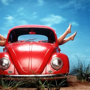 Sex Outdoors in a Volkswagen beetle car