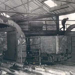 Shilbottle Colliery in March 1952. The new system of much larger mine cars is shown in