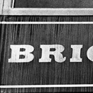 The sign on the side of the carriage of the Brighton Belle Pullman car train which is