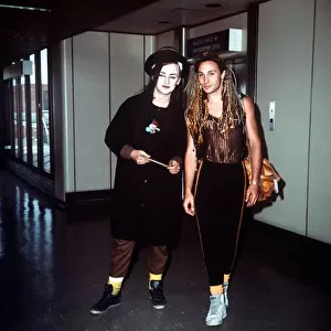 Singer Boy George and Marilyn at London Airport 1983